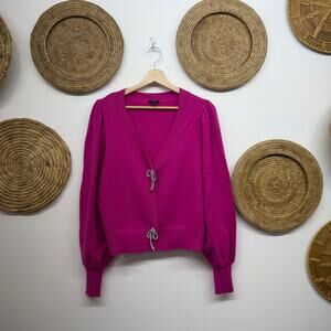 Express Pink Bow Cardigan Sweater Large